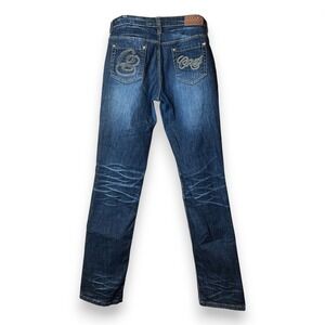 Coogi Jeans Womens 9 / 10 Dark Blue Straight Leg Embroidered Pockets Denim Y2K